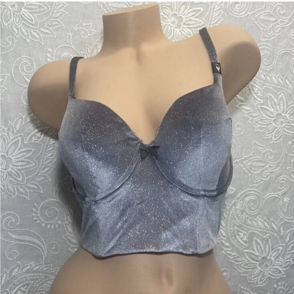 EUC Victoria Secret velvet shimmer bustier bra top - Picture 5 of 7